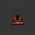 Red Riding Lawn Mower With Black Seat Steering Wheel And Cutting Deck