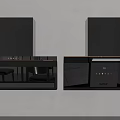 Elegant Modern Kitchen With Black Range Hoods Cabinets And Kitchen Appliances 3d model