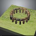 Stone Circle Made Of Gray And Brown Stones Placed On Green Grass