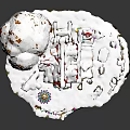Snow Covered Gingerbread House With Colorful Candies Festive Tree And Small Fence