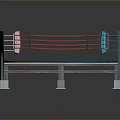 Professional Boxing Ring With Blue Canvas Mat Red Ropes And Metal Posts 3d model