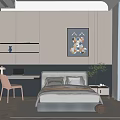 Cozy Kids Room Interior With Bed Desk Chair Shelf Curtains And Decorative Rug