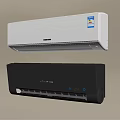 Wall Mounted White Air Conditioner And Black Fan With Temperature 3d model