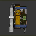 Household Yellow Cylindrical Daily Use Item With Blue Straps And Colored Components