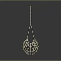 Elegant Golden Net Like Chandelier Design With Dark Background And Reflection 3d model