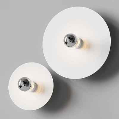 Modern White Round Wall Lamps With Transparent Bulbs Mounted On Gray Wall Emit Soft Light 3d model
