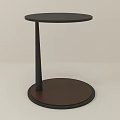 Modern Minimalist Side Table With Black Round Tabletop Black Column And Dark Brown Wooden Base