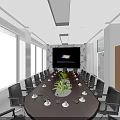 Modern Open Public Office Space With White Desks Green Chairs Bookshelves And Pendant Lights
