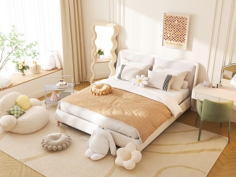 Quiet bedroom cream home bedroom master bedroom wardrobe ornaments 3D model 3d model