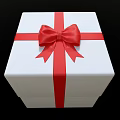White Gift Box With Red Ribbon And Bow For Everyday Use 3d model