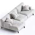 Light Fabric Sectional Sofa With Plush Cushions And Modern Stylish Design 3d model