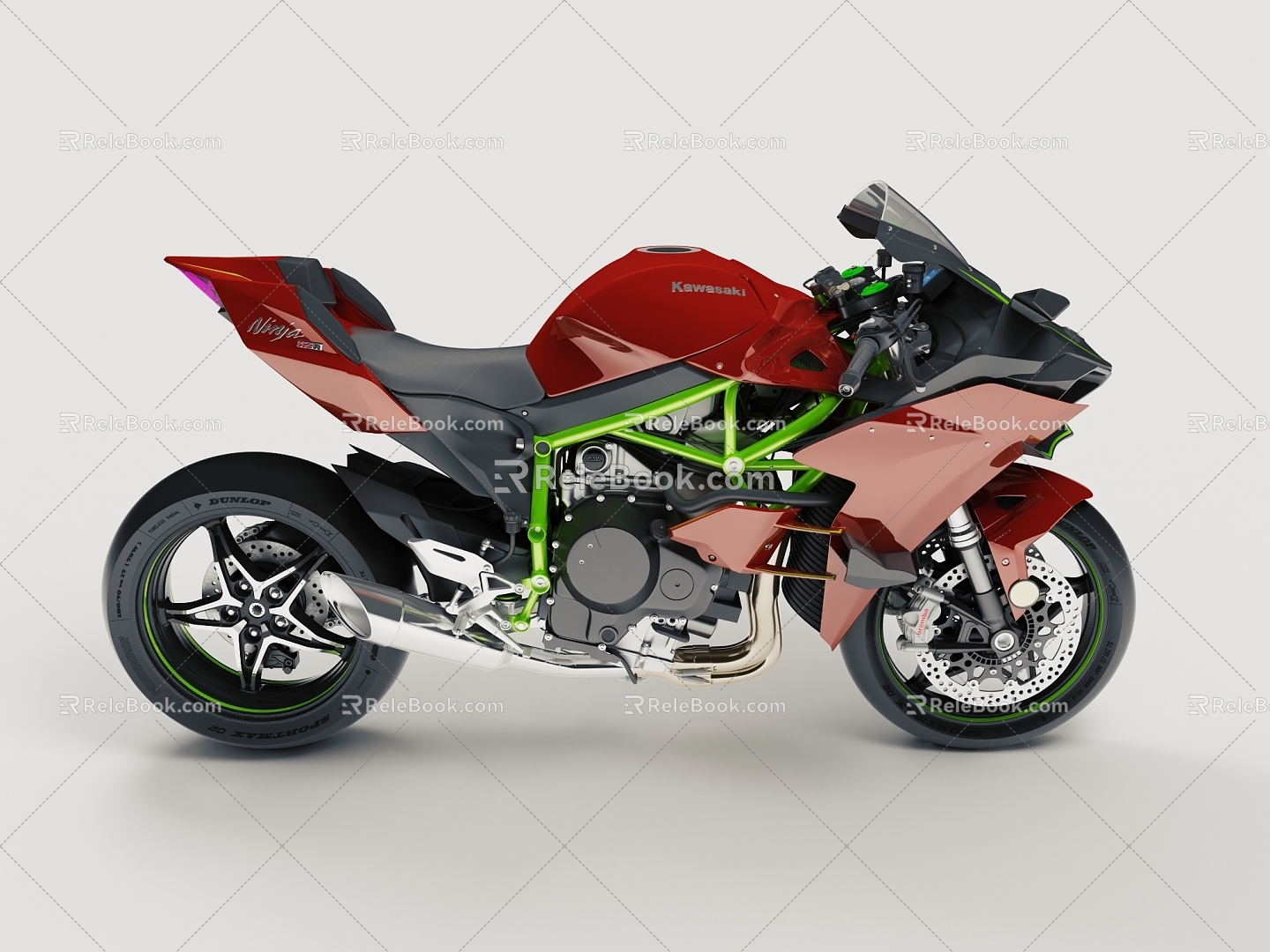 MOTORCYCLE sports car RACING KAWASAKI NINJA 3d model