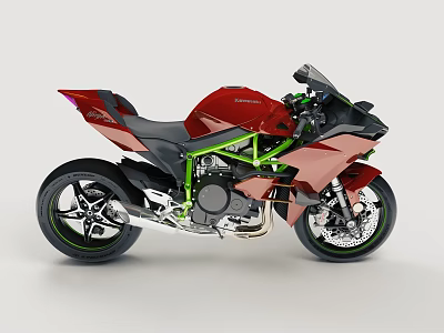 Sleek Red Sports Motorcycle With Green Frame Black Seat And Alloy Wheels Design 3d model Sleek Red Sports Motorcycle With Green Frame Black Seat And Alloy Wheels Design 3d model
