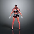 3D Character With Cat Ears Long Hair Black Outfit White Gloves And High Heels