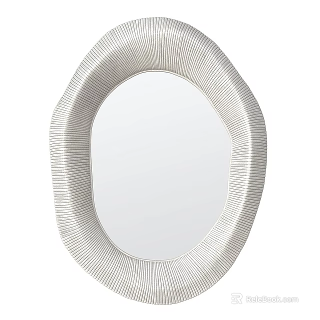 Elegant Oval Mirror With Textured Silver Frame For Modern Interior Decor 3d model