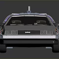Retro Futuristic Silver Car with White Roof Device and Orange Stripe Decoration