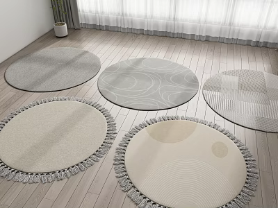 Round Rugs with Fringed Edges Wavy and Geometric Patterns in Neutral Tones 3d model Round Rugs with Fringed Edges Wavy and Geometric Patterns in Neutral Tones 3d model