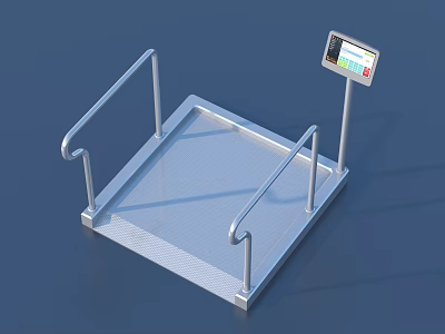 Digital Platform Scale With Metal Handrails And Electronic Display For Home Use 3d model