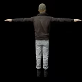 Game Movie Character In Cap Brown Jacket Red Shirt Light Pants Black Boots Arms Outstretched