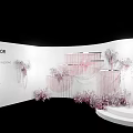 Melody For You Display With W Logo Pink Floral Decor White Curved Background And Steps