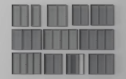 Modern double open glass door kitchen door aluminum alloy door 3d model