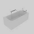 White Modern Bathtub Design With Faucet And Control Knobs In Bathroom