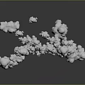 White Cloud Like Objects Floating On Gray Background With Reflections 3D Rendering