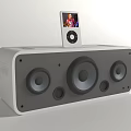 White Home Audio Speaker System With iPod Device And Music Display Screen 3d model