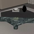 Green Marble Coffee Table With Black Top Gold Vase Books White Bowl Green Plant