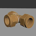 Golden Brass T Joint Pipe Fitting With Polished Surface And Threaded Ends 3d model