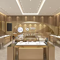 Luxury Chinese Gold Jewelry Store Modern Interior With Gold Display Cases And Elegant Lighting