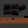 Orange Control Console With Multiple Black Screens And Display Control Buttons