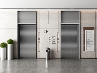 modern elevator hall hotel elevator hall office elevator hall 3d model