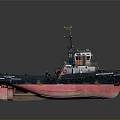 3D Model Of Tugboat With Deck Equipment And Colorful Hull