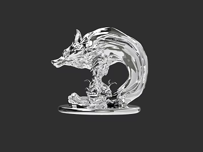 Transparent Crystal Fox Doll Decorative Ornament With Elegant Curved Design 3d model