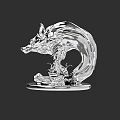 Transparent Crystal Fox Doll Decorative Ornament With Elegant Curved Design
