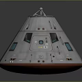 Silver Conical Spacecraft Capsule With Windows Hatch And Equipment Details 3d model