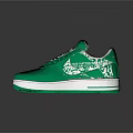 Green Low Top Sneakers with White Laces White Sole and Side White Logo Design