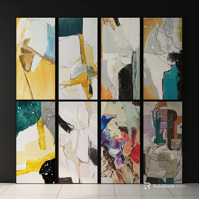 Abstract Paintings With Vibrant Colors Creative Textures And Modern Artistic Design 3d model 