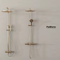 Wall Mounted Modern Brass Shower System With Rainfall Head And Handheld Sprayer 3d model