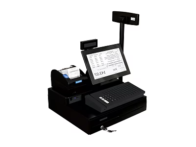 Commercial Point of Sale System With Touch Screen Display Keyboard And Receipt Printer 3d model