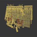Vertical Industrial Structure With Weathered Metal Panels And Broken Frames