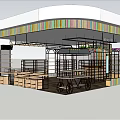Colorful Striped Shopping Mall Store With Open Design And Display Shelves