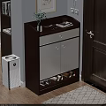 Modern Wooden White Shoe Cabinet With Entryway Storage Shelf And Shoe Storage