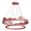 Modern Gold Chandelier With Layered Circular Rings And Wavy Patterns Design