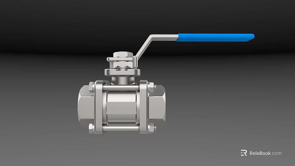 Stainless Steel Bathroom Ball Valve With Blue Handle For Home Use 3d model 