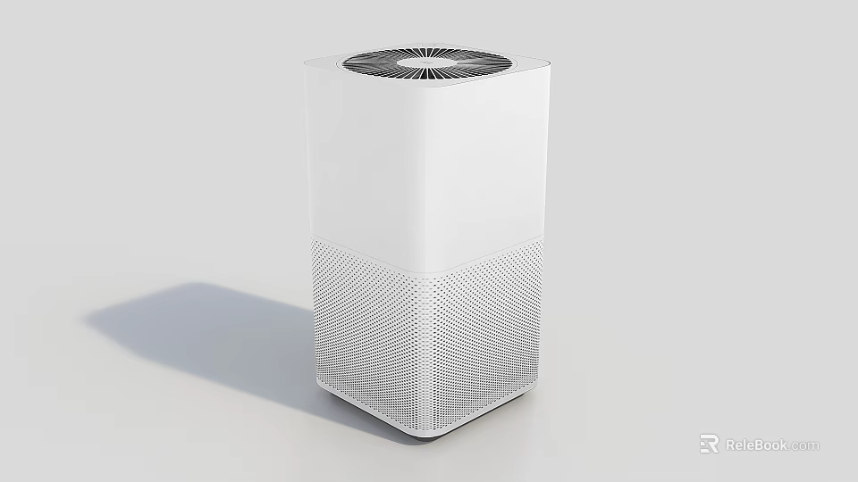 White Square Air Purifier With Top Air Outlet And Mesh Bottom For Home Use 3d model 
