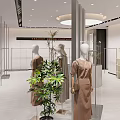 Elegant Modern Clothing Store Interior Featuring Glass Windows Mannequins And Fashion Apparel