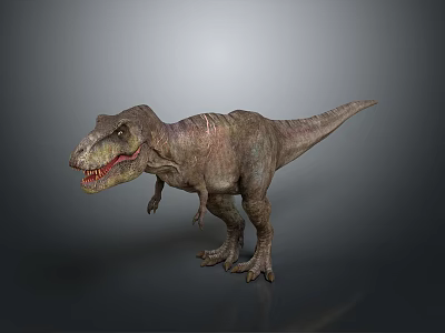 Realistic Tyrannosaurus Rex Dinosaur Model With Open Mouth Sharp Teeth And Muscular Texture 3d model
