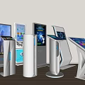 Various Modern Self Service Kiosks And Digital Display Terminals With Touch Screens